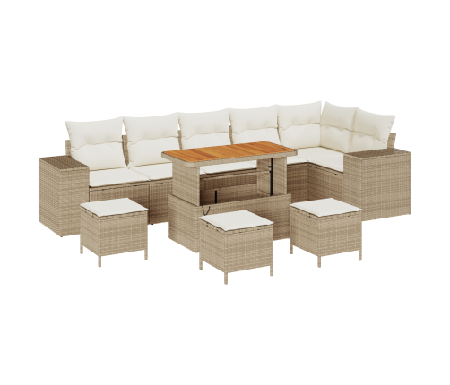 10 Gabalu Dārza Dīvānu Komplekts Ar Spilveniem Bēšs Poli Rotangpalma Akācija Vidaxl