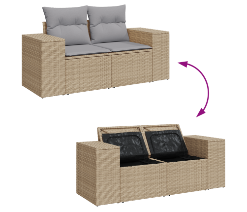 10 Gabalu Dārza Dīvānu Komplekts Ar Spilveniem Bēšs Poliratanas Akācija Vidaxl