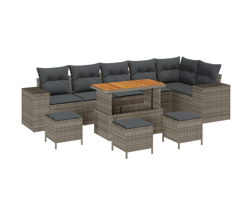 10 Gabalu Dārza Dīvānu Komplekts Ar Spilveniem Pelēkā Polirotangā Akācijā Vidaxl