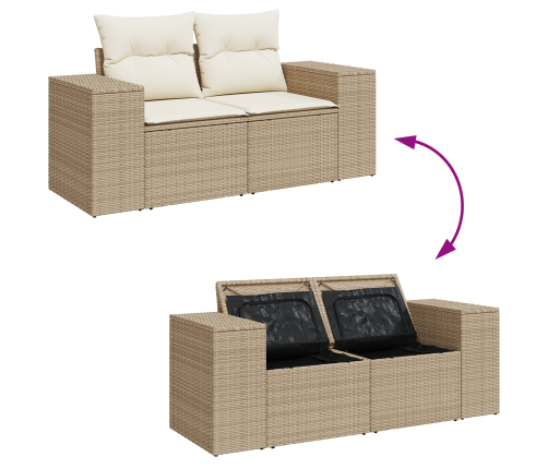 12 Daļu Dārza Dīvānu Komplekts Ar Spilveniem Bēšs Poli Rotangpalma Akāciju Vidaxl