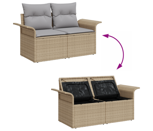 8 Gabalu Dārza Dīvānu Komplekts Ar Spilveniem Bēšs Poli Rotangpalma Akācija Vidaxl