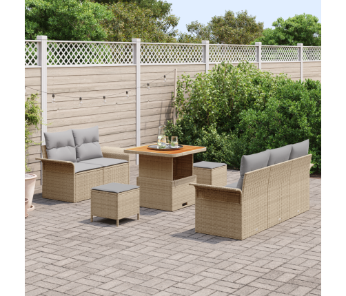 8 Gabalu Dārza Dīvānu Komplekts Ar Spilveniem Bēšs Poli Rotangpalma Akācija Vidaxl