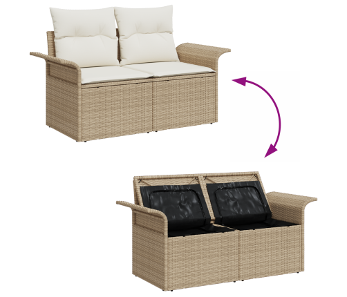 10 Gabalu Dārza Dīvānu Komplekts Ar Spilveniem, Bēšs, Poli Rotangpalma, Akācija Vidaxl