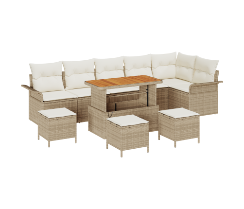 10 Gabalu Dārza Dīvānu Komplekts Ar Spilveniem, Bēšs, Poli Rotangpalma, Akācija Vidaxl