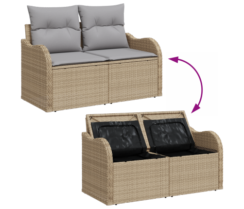 8 Daļu Dārza Dīvānu Komplekts Ar Spilveniem Bēšs Polietilēna Rotangpalma Vidaxl