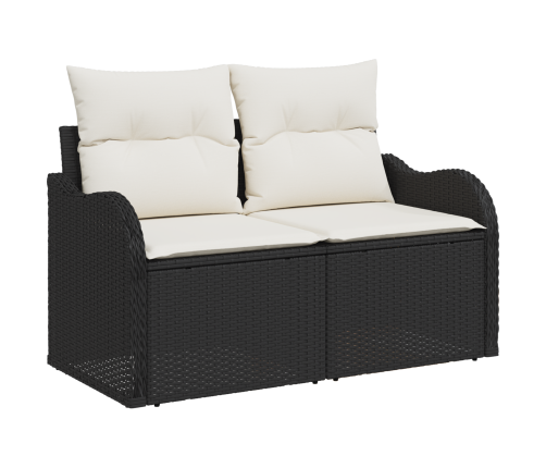 11 Gab. Dārza Dīvānu Komplekts Ar Spilveniem, Melns, Poli Ratan, Akācija Vidaxl