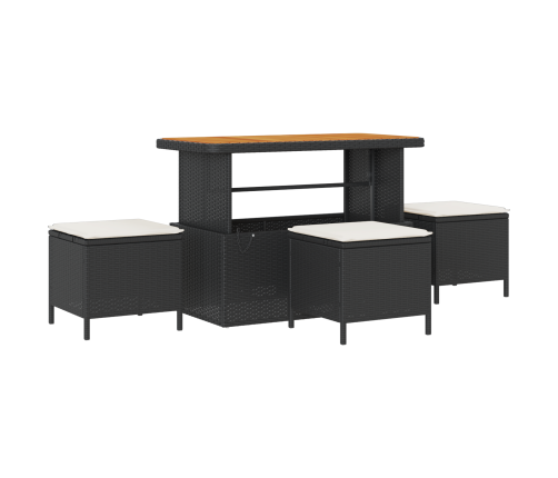 13 Gabalu Dārza Dīvānu Komplekts Ar Spilveniem Melnā Polietilēna Rotangpalma Akāciju Vidaxl