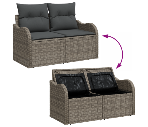 13 Gab. Dārza Dīvānu Komplekts Ar Spilveniem Pelēks Poli Rotangpalma Akācijas Vidaxl