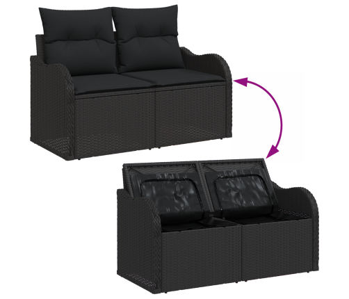 13 Gabalu Dārza Dīvānu Komplekts Ar Spilveniem Melna Polietilēna Rotangpalma, Akācija Vidaxl