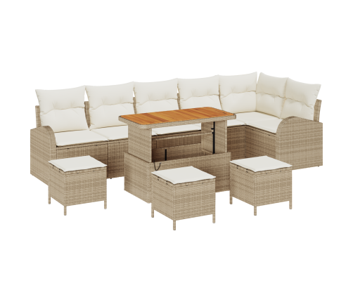 10 Gabalu Dārza Dīvānu Komplekts Ar Spilveniem, Bēšs, Polietilēna Rotangpalma, Akācijas Vidaxl