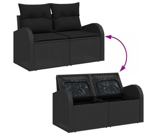 13 Daļu Dārza Dīvānu Komplekts Ar Spilveniem Melnā Polietilēna Rotangpalmas Akācijā Vidaxl