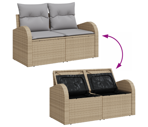 13 Daļu Dārza Dīvānu Komplekts Ar Spilveniem Bēšs Polietilēna Rotangpalma Akācija Vidaxl