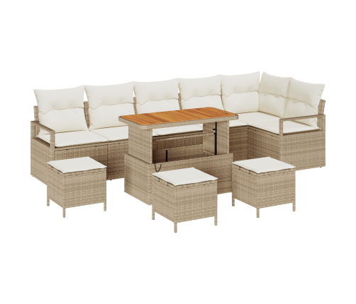 10 Gabalu Dārza Dīvānu Komplekts Ar Spilveniem Bēšs Poli Rotangpalma Akācija Vidaxl