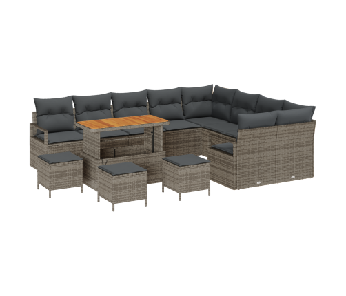 13 Detaļu Dārza Dīvānu Komplekts Ar Spilveniem, Pelēks, Polirotangs, Akācija Vidaxl