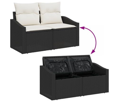 8 Gab. Dārza Dīvānu Komplekts Ar Spilveniem Melns Polietilēna Rotangpalma Akācija Vidaxl