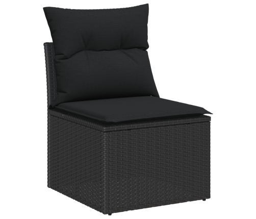 8 Daļu Dārza Dīvānu Komplekts Ar Spilveniem Melnā Polirattan Akācijā Vidaxl