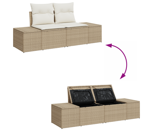 10 Daļu Dārza Dīvānu Komplekts Ar Spilveniem Bēšs Poli Rotangpalma Akācija Vidaxl