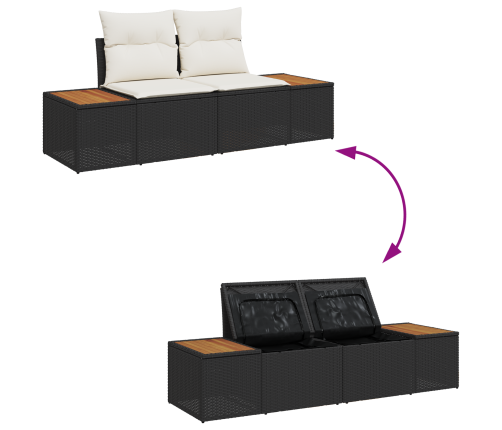 11 Daļu Dārza Dīvānu Komplekts Ar Spilveniem Melnā Poli Rotangpalmas Akāciju Vidaxl