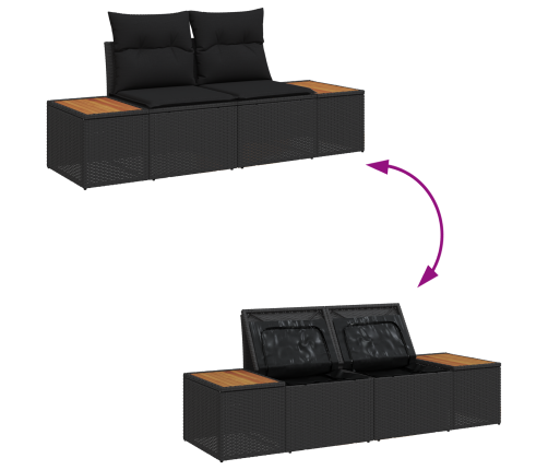 11 Daļu Dārza Sofa Komplekts Ar Spilveniem Melnā Poli Rotangpalmas Akācijā Vidaxl