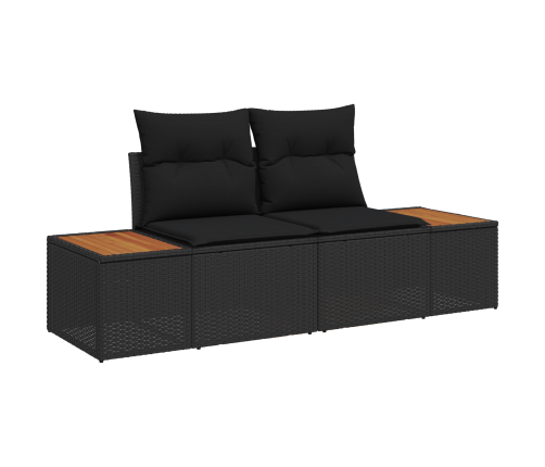 11 Daļu Dārza Sofa Komplekts Ar Spilveniem Melnā Poli Rotangpalmas Akācijā Vidaxl