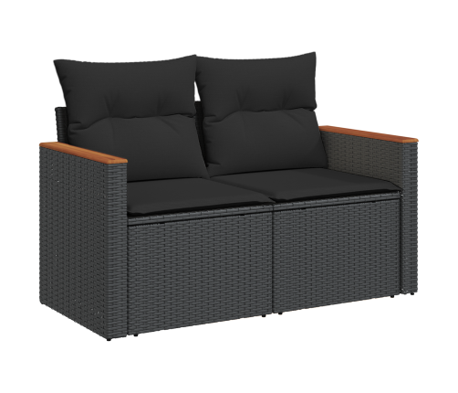 9 Gabalu Dārza Dīvānu Komplekts Ar Spilveniem Melnā Polietilēna Rotangpalmas Akācijā Vidaxl