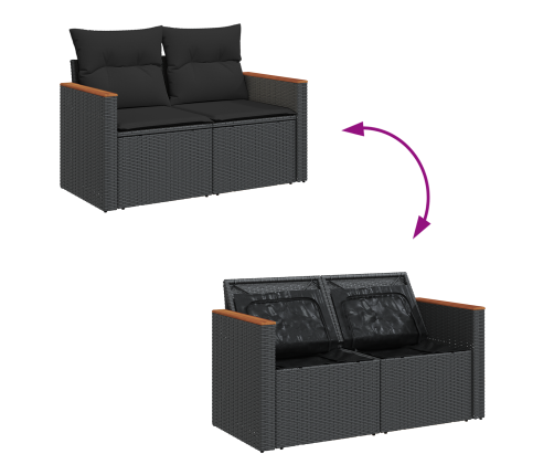 11 Gabalu Dārza Dīvānu Komplekts Ar Spilveniem Melnā Poli Rotangpalma Akācija Vidaxl