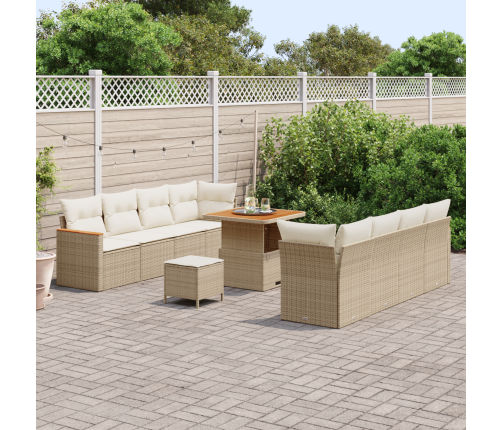 11 Gabala Dārza Dīvānu Komplekts Ar Spilveniem Bēšs Poli Rotangpalma Akācija Vidaxl