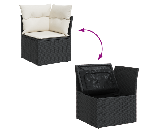 11 Daļu Dārza Dīvānu Komplekts Ar Spilveniem Melns Polietilēna Rotangpalma Akācija Vidaxl