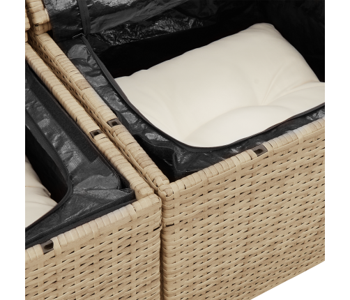 11 Gabalu Dārza Dīvānu Komplekts Ar Spilveniem Bēšs Polietilēna Rotangpalmas Akācijas Koks Vidaxl