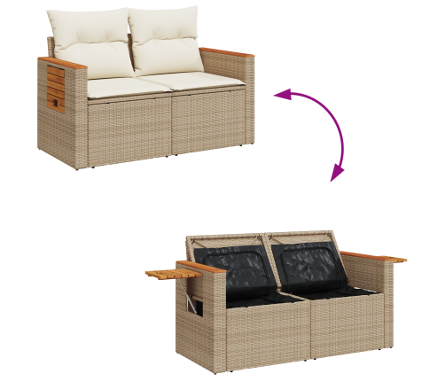 11 Gabalu Dārza Dīvānu Komplekts Ar Spilveniem Bēšs Polietilēna Rotangpalmas Akācijas Koks Vidaxl