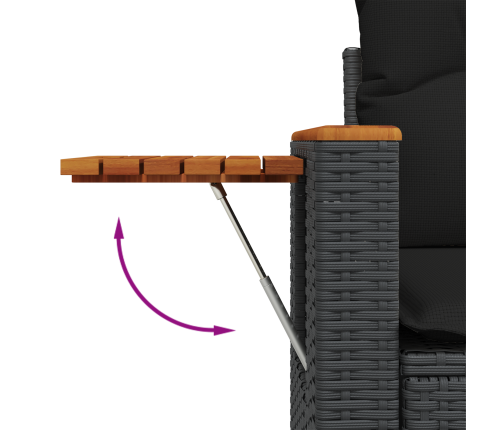 10 Gabalu Dārza Dīvānu Komplekts Ar Spilveniem Melns Poliratonu Akāciju Vidaxl