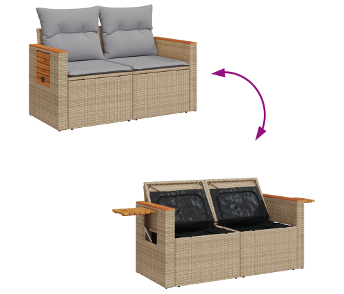 10 Daļu Dārza Dīvānu Komplekts Ar Spilveniem Bēšu Poli Rotangpalmas Akācijas Vidaxl