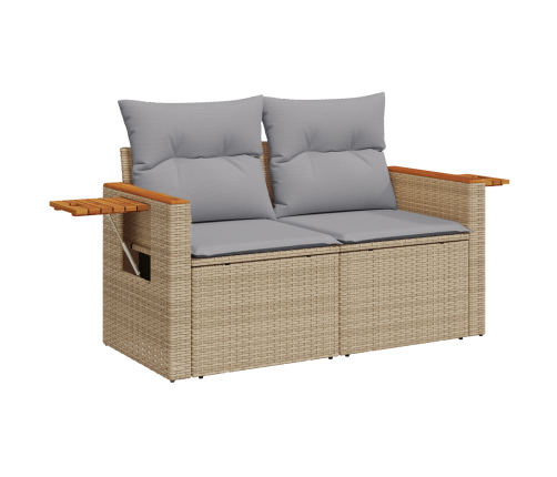 10 Daļu Dārza Dīvānu Komplekts Ar Spilveniem Bēšu Poli Rotangpalmas Akācijas Vidaxl