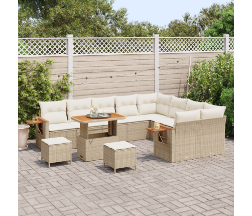 12 Daļu Dārza Dīvānu Komplekts Ar Spilveniem Bēšs Poli Rotangpalma Akācija Vidaxl