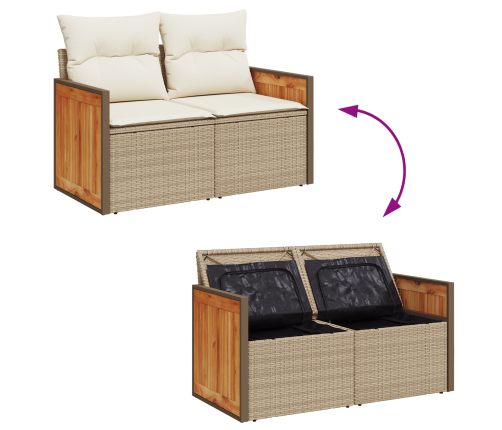 12 Daļu Dārza Dīvānu Komplekts Ar Spilveniem Bēšs Poli Rotangpalma Akācija Vidaxl