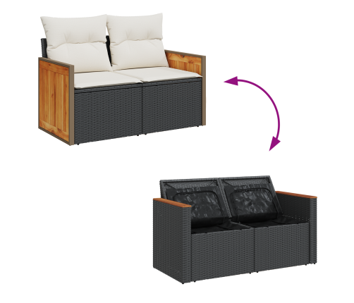 13 Gabalu Dārza Dīvāna Komplekts Ar Spilveniem Melnā, Polietilēna Rotangpalma Akācija Vidaxl