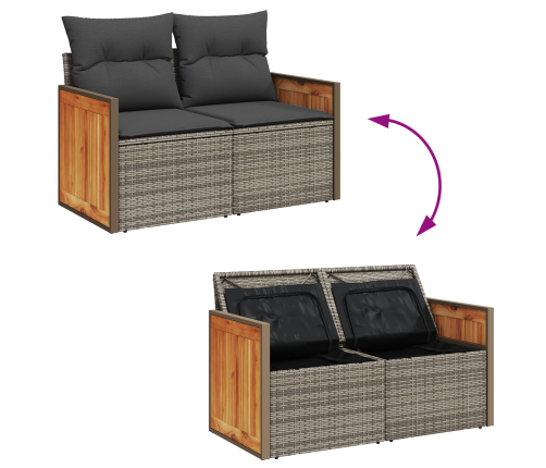 13 Daļu Dārza Dīvānu Komplekts Ar Spilveniem Pelēks Poli Rattan Akācija Vidaxl