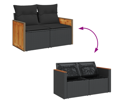 13 Daļu Dārza Dīvānu Komplekts Ar Spilveniem Melns Polietilēna Rotangpalma Akācija Vidaxl