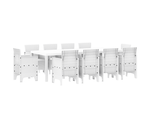 11 Daļu Dārza Ēdamistabas Komplekts Balts Poli Rotangpalma Vidaxl