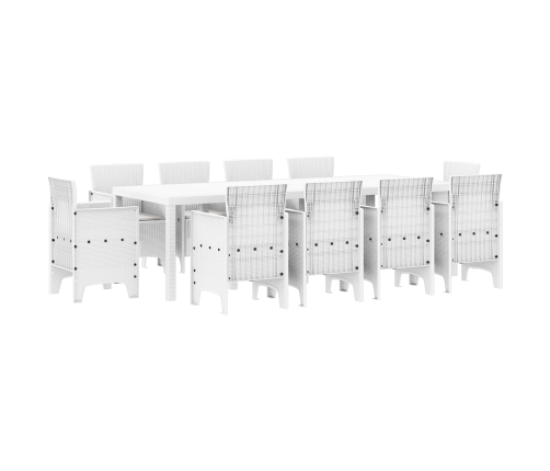 11 Gabalu Dārza Ēdamistabas Komplekts Ar Spilveniem Balts Poliestera Rotangpalmas Vidaxl