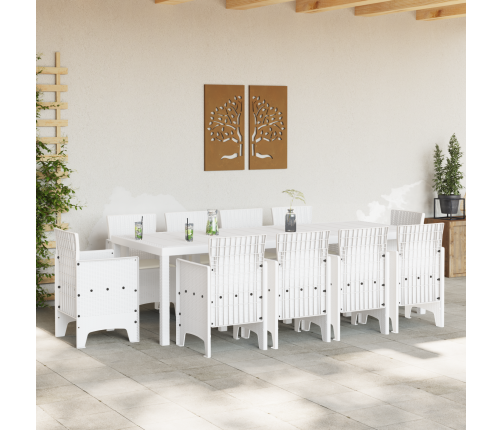 11 Daļu Dārza Galds Ar Spilveniem Baltais Poli Rotangpalmas Vidaxl