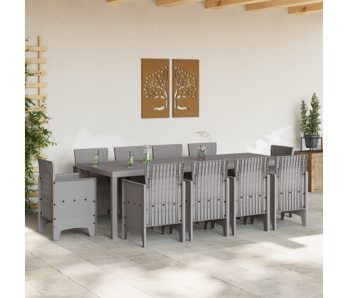 11 Daļu Dārza Ēdamgaldu Komplekts Gaiši Pelēks Poliretāns Vidaxl