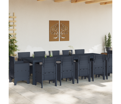 13 Daļu Dārza Ēdamgalds Ar Spilveniem Antracīts Polietilēna Rotangpalma Vidaxl