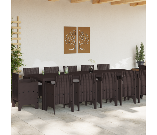 13 Daļu Dārza Ēdamgalds Ar Spilveniem Brūnā Poli Rotangpalmā Vidaxl