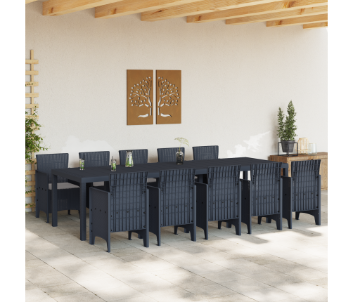 11 Daļu Dārza Ēdamgaldu Komplekts Ar Spilveniem Antracīta Polietilēna Rotangpalma Vidaxl