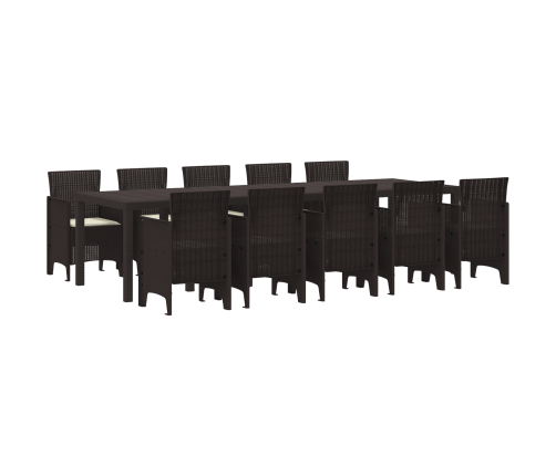 11 Daļu Dārza Ēdamgalds Ar Spilveniem Brūnā Polietilēna Rotangpalma Vidaxl