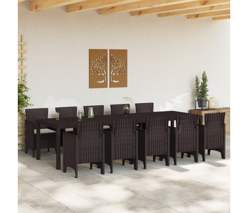 11 Daļu Dārza Ēdamgalds Ar Spilveniem Brūnā Polietilēna Rotangpalma Vidaxl