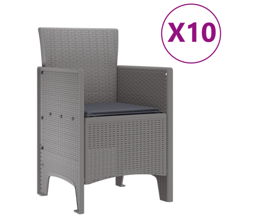 11 Gabalu Dārza Ēdamgalds Ar Spilveniem Gaišā Pelēkā Poli Rotangpalmas Vidaxl