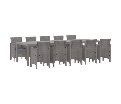 11 Gabalu Dārza Ēdamgalds Ar Spilveniem Gaišā Pelēkā Poli Rotangpalmas Vidaxl