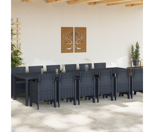 13 Daļu Dārza Ēdamistaba Ar Spilveniem Antracīts Polietilēna Rotangpalma Vidaxl